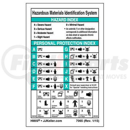 7065 by JJ KELLER - HMIS III Wallet Card with HHI/PHI - 2-Sided - Tagboard - English