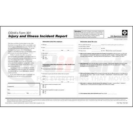 7224 by JJ KELLER - Form 301 Injury and Illness Incident Report - Injury and Illness Incident Report