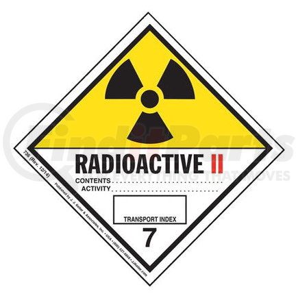 736 by JJ KELLER - Class 7 Radioactive II Labels - Paper, 500 Labels/Roll