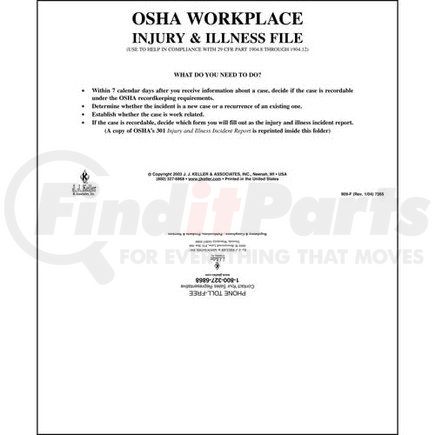 7365 by JJ KELLER - Workplace Injury & Illness File Folder - Folder Only