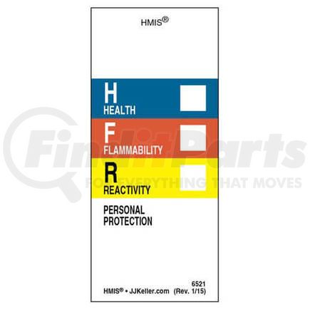 6521 by JJ KELLER - Original HMIS Laboratory Labels w/ Personal Protection Area - 1-1/4" x 2-7/8"