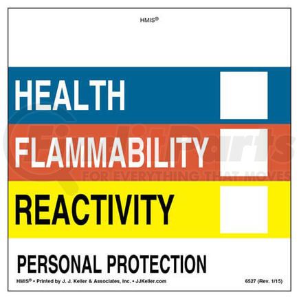 6527 by JJ KELLER - Original HMIS Labels - Without Chronic Hazards Box - 4" x 4" Roll, Vinyl