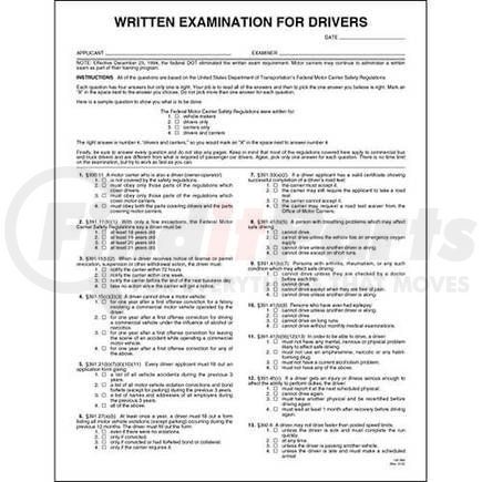 666 by JJ KELLER - Driver's Written Examination Form - Exam Form