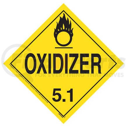 679 by JJ KELLER - Division 5.1 Oxidizer Placard - Worded - 20 mil Polystyrene, Unlaminated