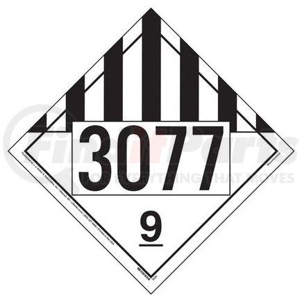 7487 by JJ KELLER - 3077 Placard - Class 9 Miscellaneous - 4 mil Vinyl Permanent Adhesive