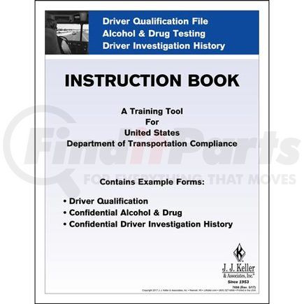 7698 by JJ KELLER - Driver Qualification File Instruction Booklet - 8-1/2" x 11"