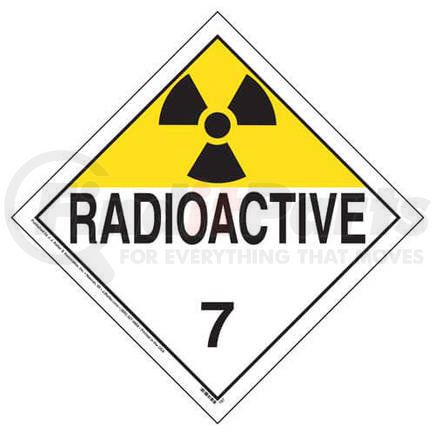 788 by JJ KELLER - Class 7 Radioactive Placard - Worded - 20 mil Polystyrene, Unlaminated