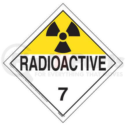 JJ Keller 788 Class 7 Radioactive Placard - Worded - 20 mil Polystyrene, Unlaminated