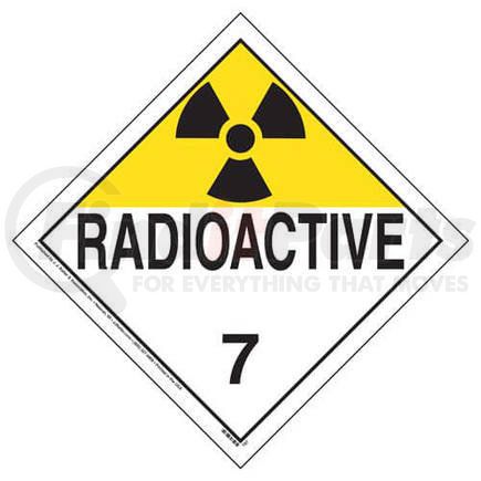 790 by JJ KELLER - Class 7 Radioactive Placard - Worded - 4 mil Vinyl Removable Adhesive
