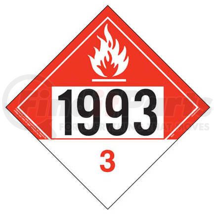 6148 by JJ KELLER - 1993 Placard - Class 3 Combustible Liquid - 176 lb Polycoated Tagboard