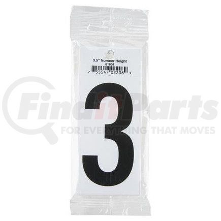 61604 by JJ KELLER - 3.5" Vinyl Number Packs – Retail Packaging - Number 3