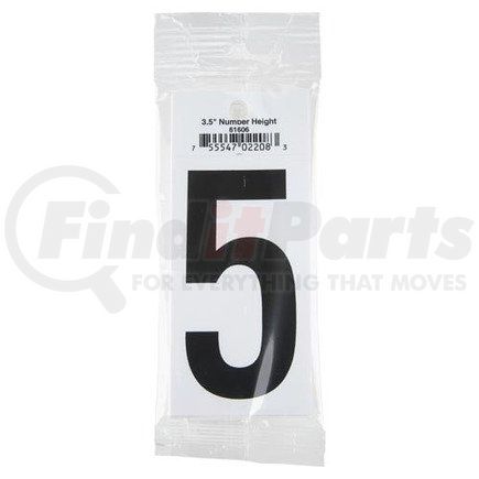 61606 by JJ KELLER - 3.5" Vinyl Number Packs – Retail Packaging - Number 5