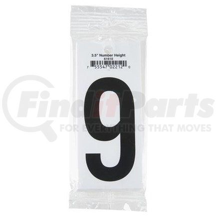 61610 by JJ KELLER - 3.5" Vinyl Number Packs – Retail Packaging - Number 9