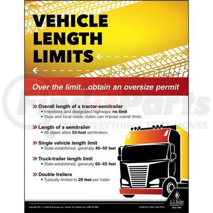 61849 by JJ KELLER - Vehicle Length Limits - Motor Carrier Safety Poster - Vehicle Length Limits