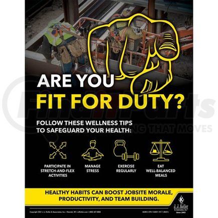 62061 by JJ KELLER - Are You Fit For Duty - Construction Safety Poster - Are You Fit For Duty