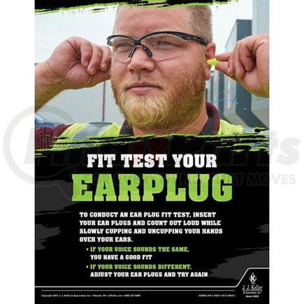 62065 by JJ KELLER - Fit Test Your Ear Plug - Workplace Safety Training Poster - Fit Test Your Ear Plug