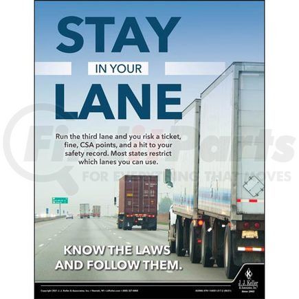 62066 by JJ KELLER - Stay In Your Lane - Motor Carrier Safety Poster - Stay In Your Lane