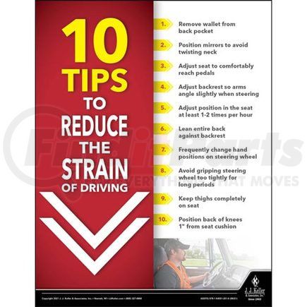 62070 by JJ KELLER - 10 Tips To Reduce The Strain Of Driving - Transport Safety Risk Poster - 10 Tips To Reduce The Strain Of Driving