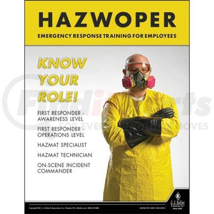 62106 by JJ KELLER - HazWoper Emergency Response Training For Employees - Workplace Safety Training Poster - HazWoper Emergency Response Training For Employees