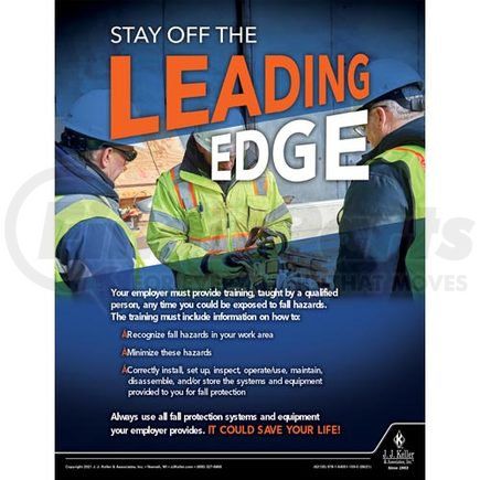 62135 by JJ KELLER - Stay Off The Leading Edge - Construction Safety Poster - Stay Off The Leading Edge