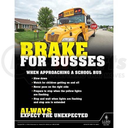 62136 by JJ KELLER - Brake For Busses - Driver Awareness Safety Poster - Brake For Busses