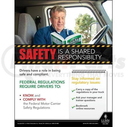 62144 by JJ KELLER - Safety Is A Shared Responsibility - Transport Safety Risk Poster - Safety Is A Shared Responsibility