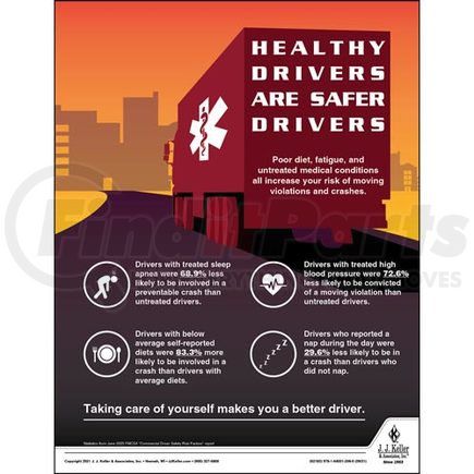 62183 by JJ KELLER - Healthy Drivers Are Safer Drivers - Transportation Safety Poster - Healthy Drivers Are Safer Drivers