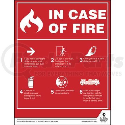 62215 by JJ KELLER - In Case Of Fire - Driver Awareness Safety Poster - In Case Of Fire