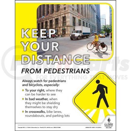 62026 by JJ KELLER - Keep Your Distance From Pedestrians - Driver Awareness Safety Poster - Keep Your Distance From Pedestrians