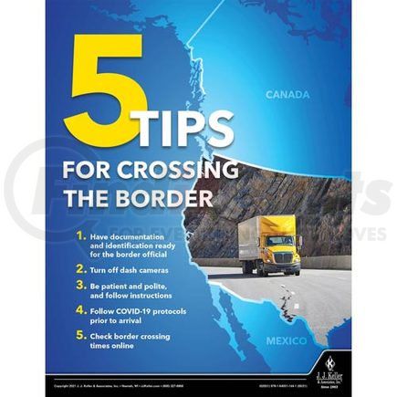 62031 by JJ KELLER - 5 Tips For Crossing The Border - Motor Carrier Safety Poster - 5 Tips For Crossing The Border