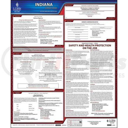 62806 by JJ KELLER - 2022 Indiana & Federal Labor Law Posters - State Only Poster (English)