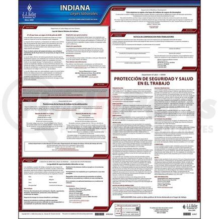62807 by JJ KELLER - 2022 Indiana & Federal Labor Law Posters - State Only Poster (Spanish)