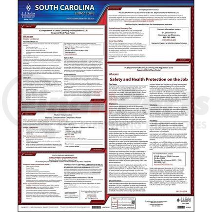 62908 by JJ KELLER - 2022 South Carolina & Federal Labor Law Posters - State Only Poster (English)