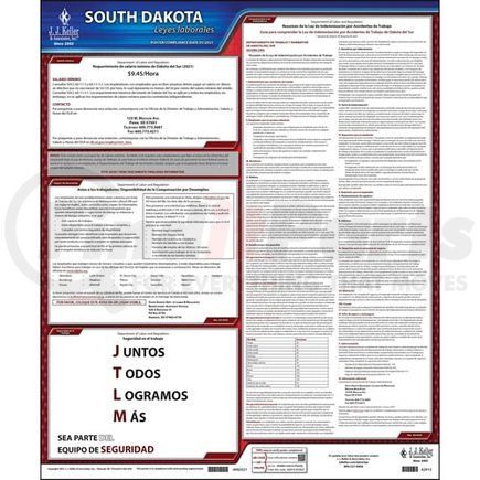 62913 by JJ KELLER - 2022 South Dakota & Federal Labor Law Posters - State Only Poster (Spanish)