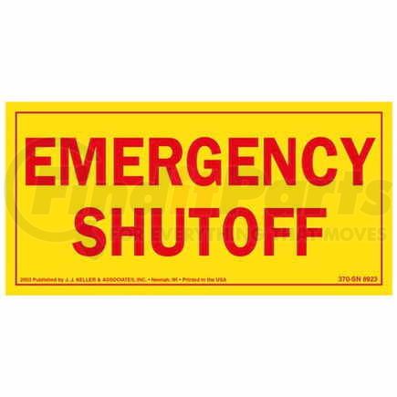 8923 by JJ KELLER - Emergency Shut Off Label, 6-1/2" x 3-1/4"