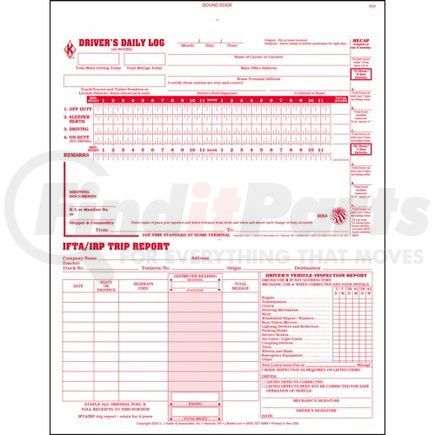 9054 by JJ KELLER - 3-In-1 Driver's Daily Log Book, 2-Ply, w/Carbon, Book Format - Stock - Stock Log