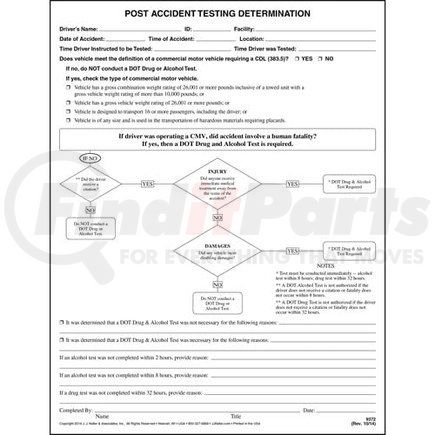 9372 by JJ KELLER - Post-Accident Testing Determination and Regulations - Post-Accident Testing Determination/Regulations Forms Pad (50 sheets per pad)