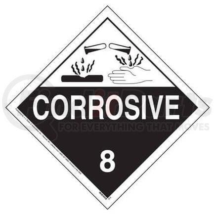819 by JJ KELLER - Class 8 Corrosive Placard - Worded - 176 lb Polycoated Tagboard