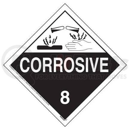 822 by JJ KELLER - Class 8 Corrosive Placard - Worded - 20 mil Polystyrene, Laminated