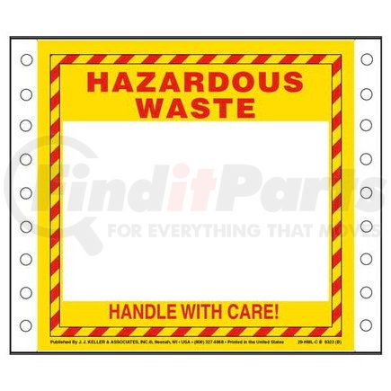 8323 by JJ KELLER - Hazardous Waste Labels - Poly, Continuous (Pin-Feed), 500 Labels/Pk, Fanfolded