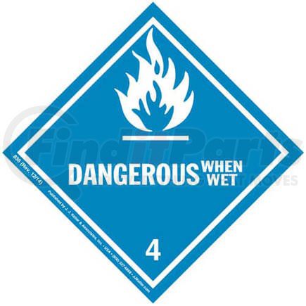 836 by JJ KELLER - Class 4 Dangerous When Wet Labels - Paper, 500 Labels/Roll