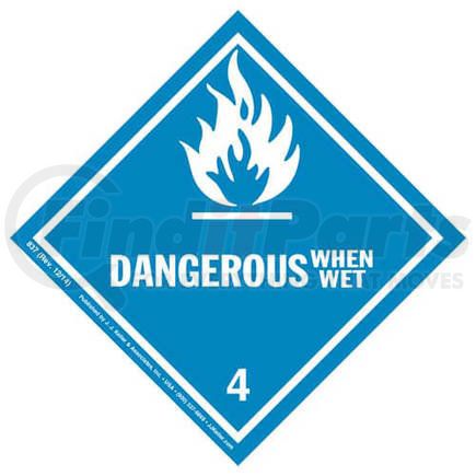 JJ Keller 837 Class 4 Dangerous When Wet Labels - Paper, Single Sheet (2 Labels/Sheet)
