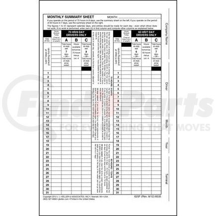 8535 by JJ KELLER - Monthly Log Summary Envelope - No Flap, Brown Stock - 5-1/8" x 9"