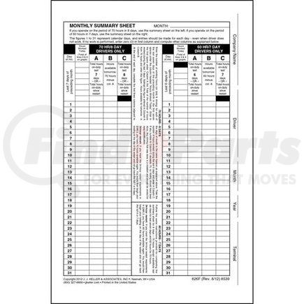 8539 by JJ KELLER - Monthly Log Summary Envelope - Open-End Flap, Brown Stock - Monthly Log Summary Envelope, 6" x 9"