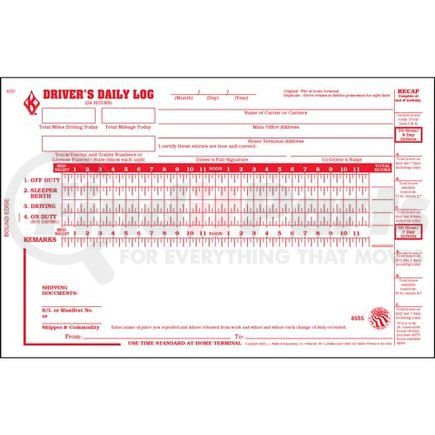 JJ Keller 8555 Driver's Daily Log Book w/No DVIR, 3-Ply - Stock - Stock Log