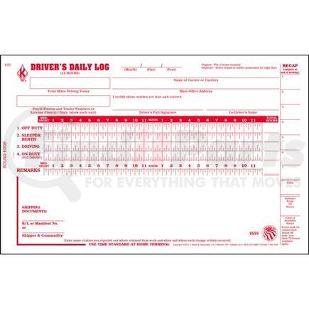 JJ Keller 8559 Driver's Daily Log Book w/Detailed DVIR, 70-Hour/8-Day Recap - Stock - Stock Log