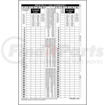 8572 by JJ KELLER - Monthly Log Summary Envelope - Side Gum Slap, White Stock - 6" x 9-1/4"