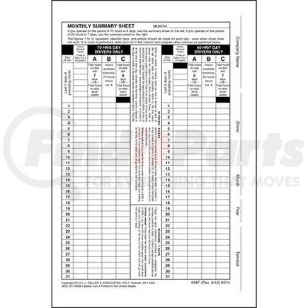 8574 by JJ KELLER - Monthly Log Summary Envelope - Side Flap, Brown Stock - 6" x 9"