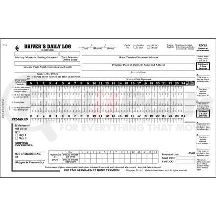 8578 by JJ KELLER - Canadian Driver's Daily Log Book, 2-Ply, w/Carbon, w/Detailed DVIR, w/Recap - Stock - Stock Log