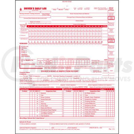 8579 by JJ KELLER - Canadian 2-In-1 Driver's Daily Log Book, 2-Ply, w/Carbon, w/Detailed DVIR - Stock - Stock Log